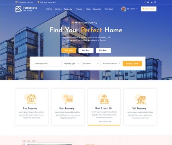 4654615 Real Estate Realtor WordPress Theme
